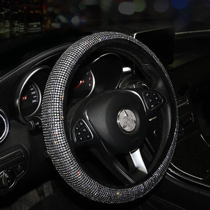38cm Rhinestone Steering Wheel Cover O-Type Diamond Bling M Size