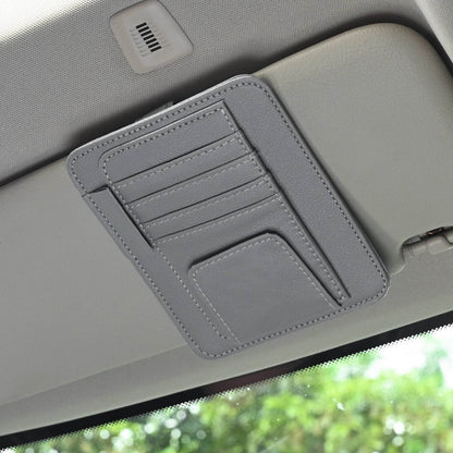 Multi-Pocket Car Visor Organizer – for Cards, Glasses & Essentials - Grey