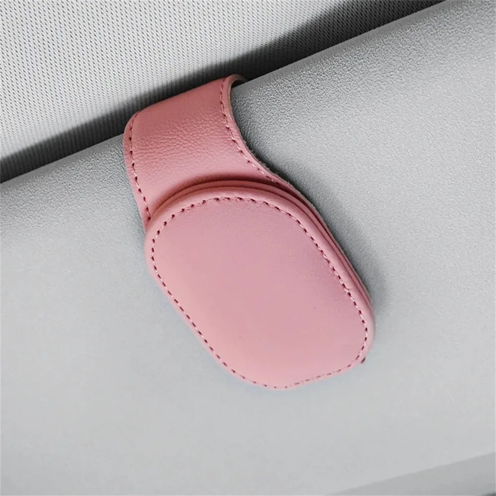Magnetic Leather Car Visor Sunglasses Holder