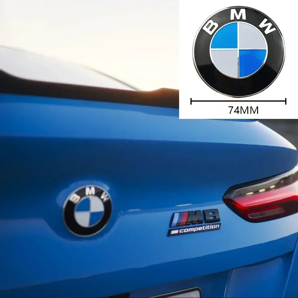 BMW Car Emblem Badge Hood & Trunk Logo 82mm / 74mm - Blue and White / 1pc 74mm
