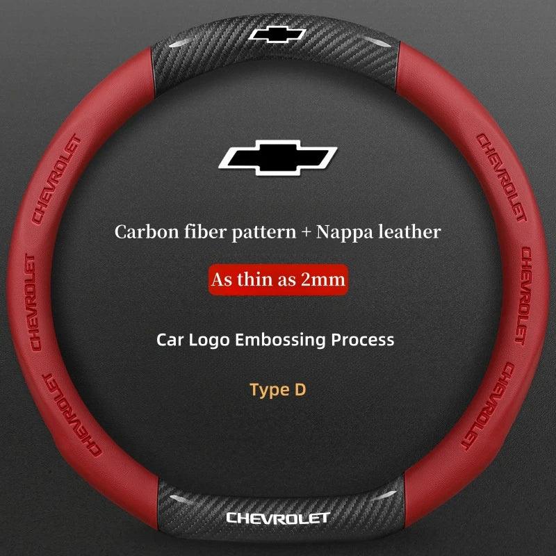 Chevrolet Cruze Silverado Tahoe 3D Embossed Steering Wheel Cover - Type D Red A