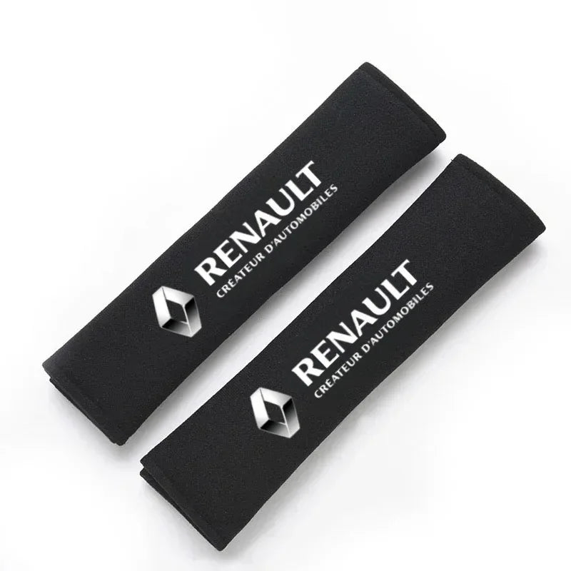 Renault Car Neck Pillow & Seat Belt Shoulder Pad - 2PCS Black Seat Belt Pad