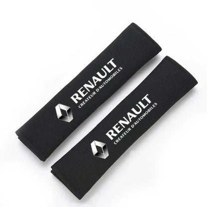 Renault Car Neck Pillow & Seat Belt Shoulder Pad - 2PCS Black Seat Belt Pad