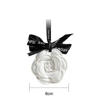 White Flower Hanging Car Air Freshener Perfume - A