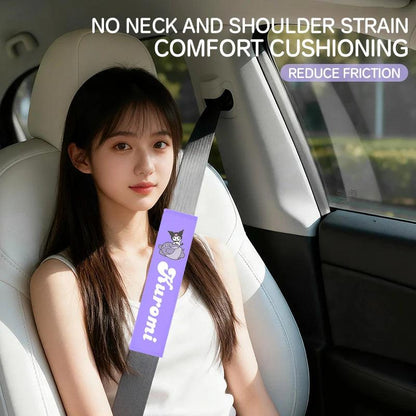 Kawaii Kuromi Car Seat Belt Covers - Universal Comfort Pads Auto