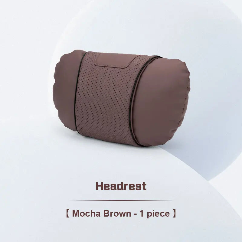 Custom Logo Leather Car Seat Neck Pillow & Lumbar Support Cushion