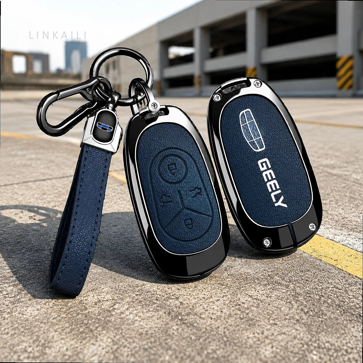 Geely EX2 Proton e.MAS 5 4-button metal key cover - black finish
