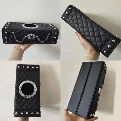 Punk Chain Leather Tissue Box Holder - Block Style Car Organizer