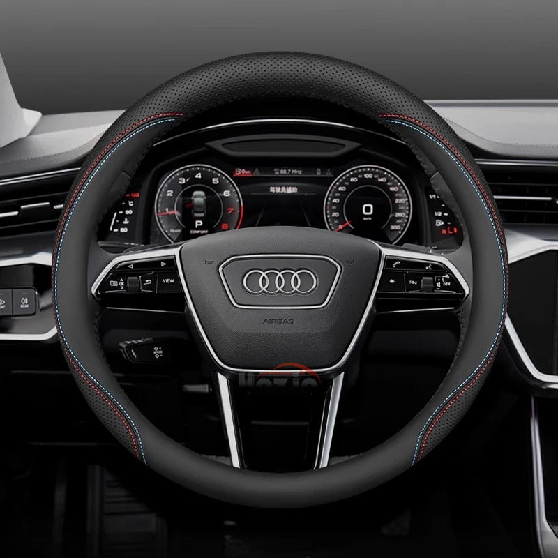Leather Car Steering Wheel Cover for New Audi A3 8y Q7 q5 A5 B10 A1 rs3 s3 Sq5 Q8 Q4 Q3 A6 Etron 2025 Interior Accessories
