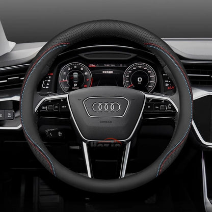 Leather Car Steering Wheel Cover for New Audi A3 8y Q7 q5 A5 B10 A1 rs3 s3 Sq5 Q8 Q4 Q3 A6 Etron 2025 Interior Accessories