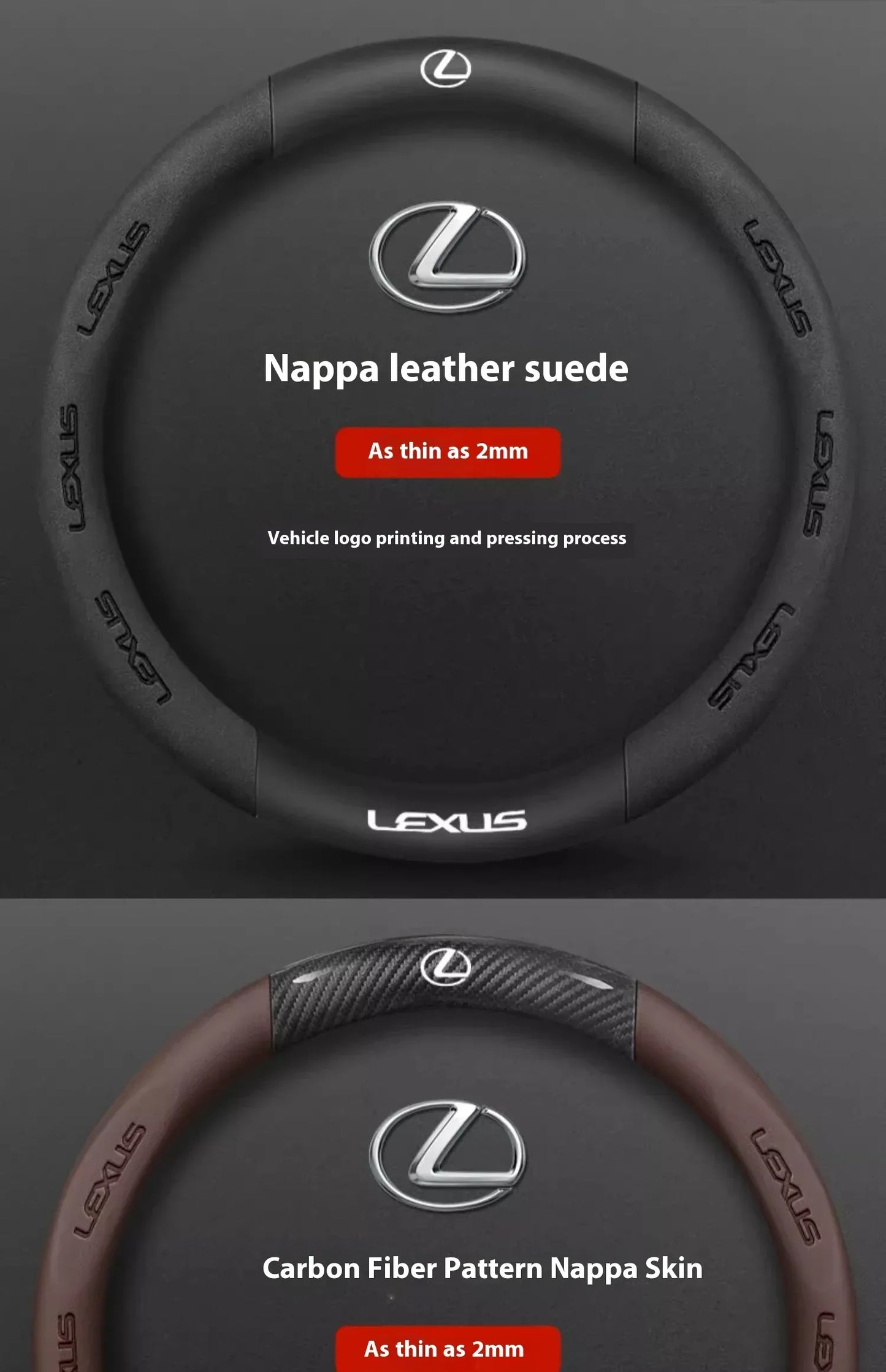 Lexus ES RX NX IS GS Suede Carbon Fiber Steering Wheel Cover - Ventilate Carbon