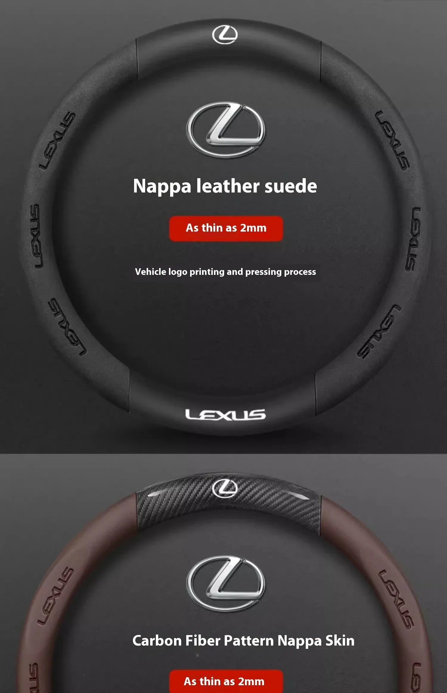Lexus ES RX NX IS GS Suede Carbon Fiber Steering Wheel Cover - Ventilate Carbon