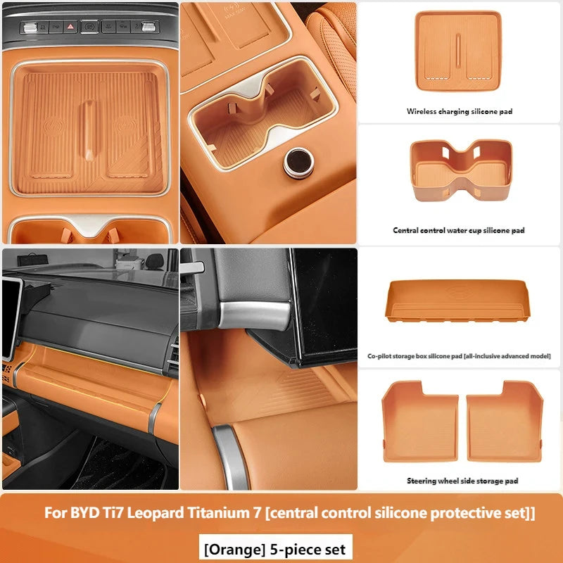 BYD Ti7 Behind-Screen Dashboard Storage Box - Orange 5 Pcs set
