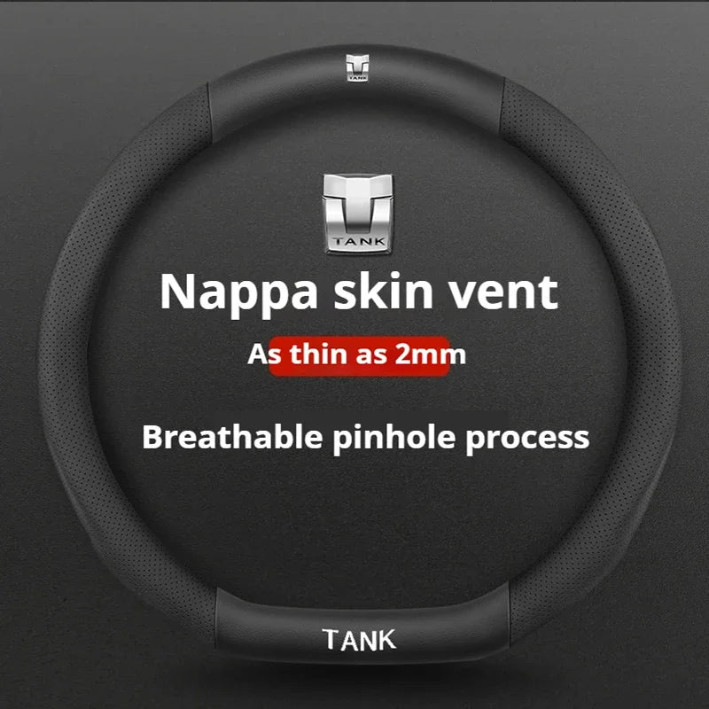 GWM Tank Suede Steering Wheel Cover - D Shape / Black (Style D)