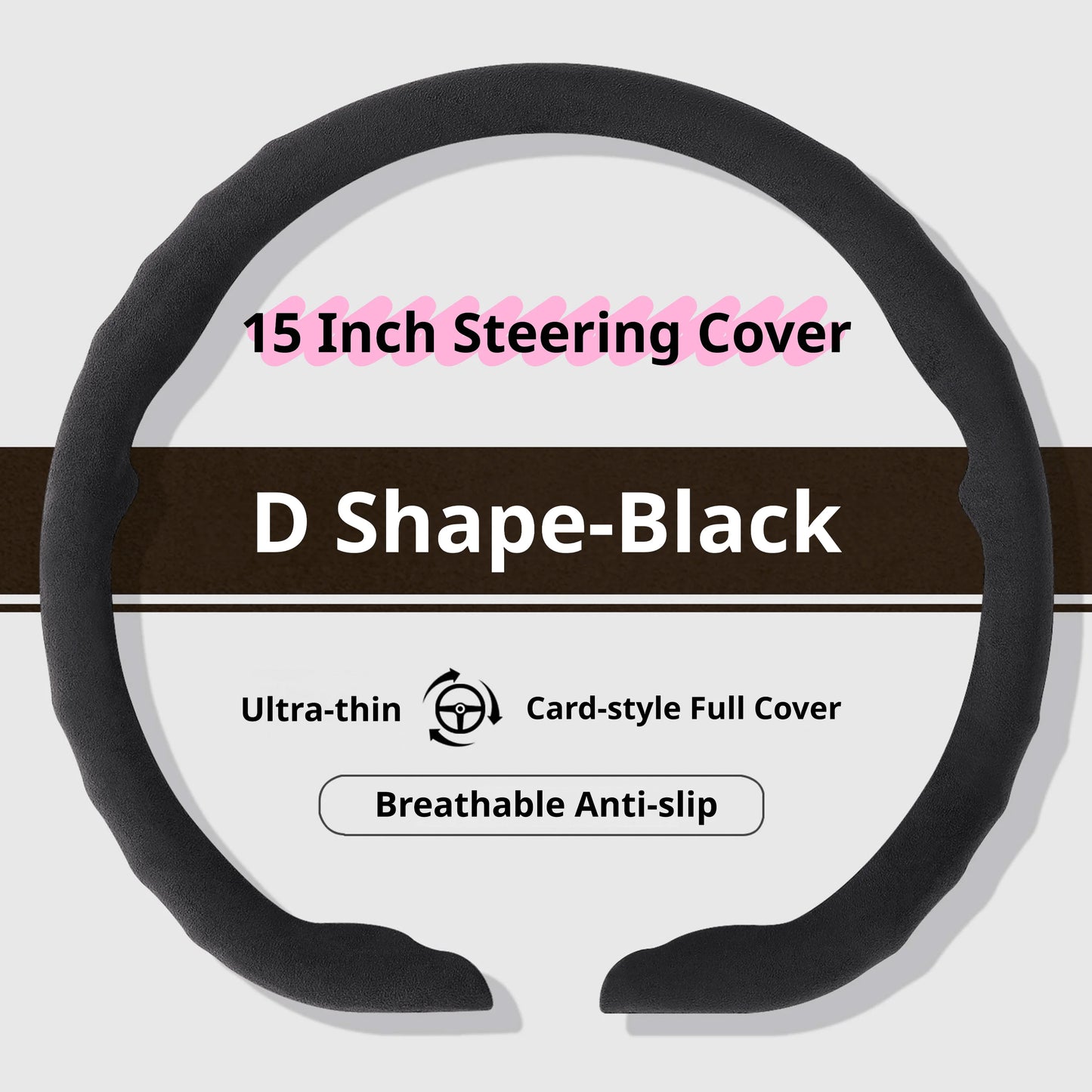 Genesis Ultrasuede Steering Wheel Cover - D Shape / Black