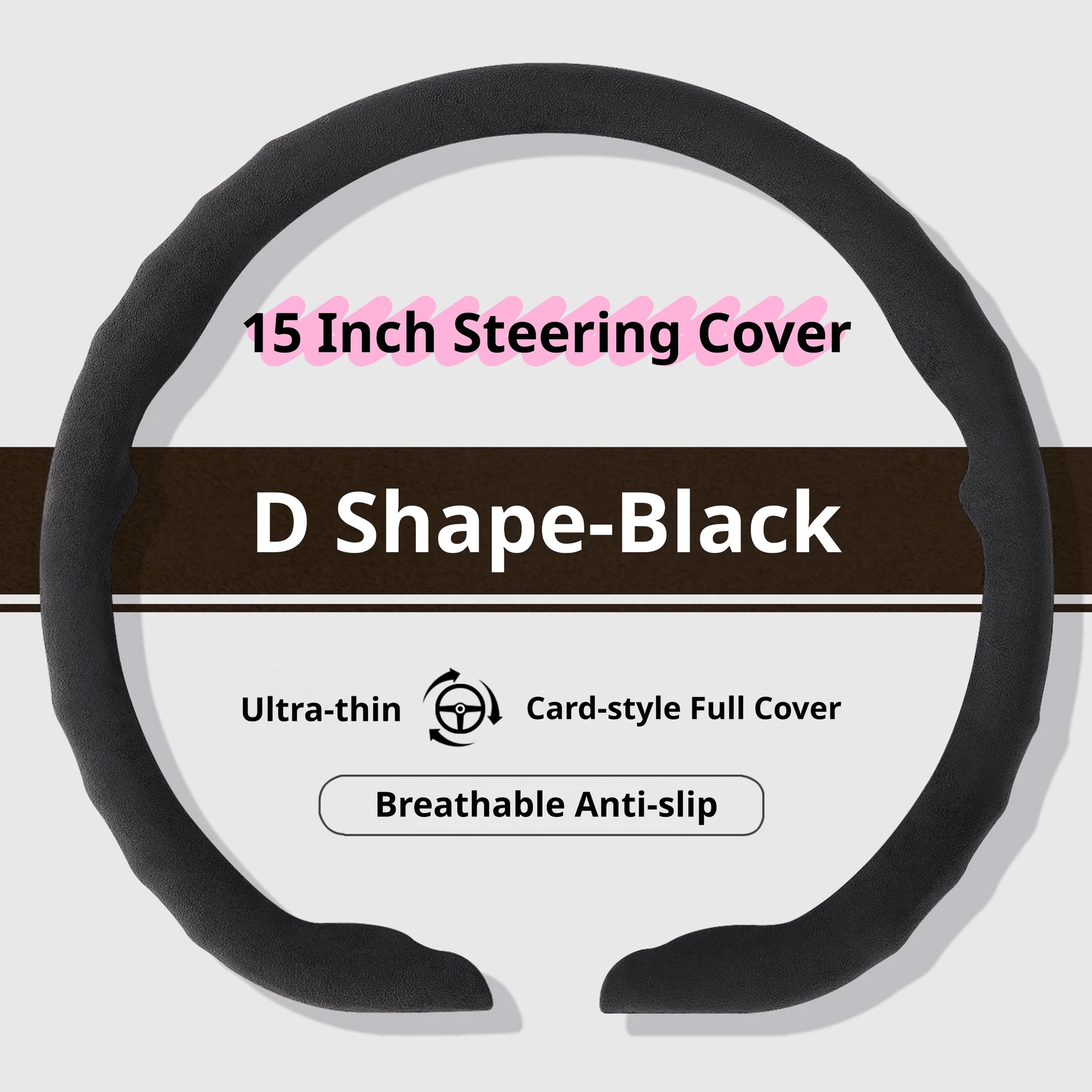 Genesis Ultrasuede Steering Wheel Cover - D Shape / Black