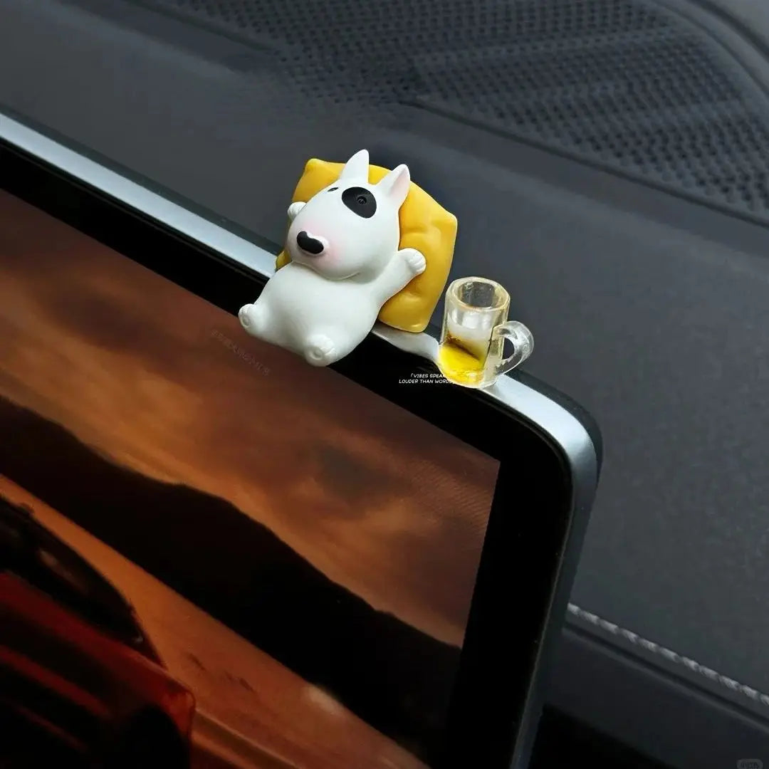 Bull Terrier Dashboard Figurine - Resin Car Interior Ornament