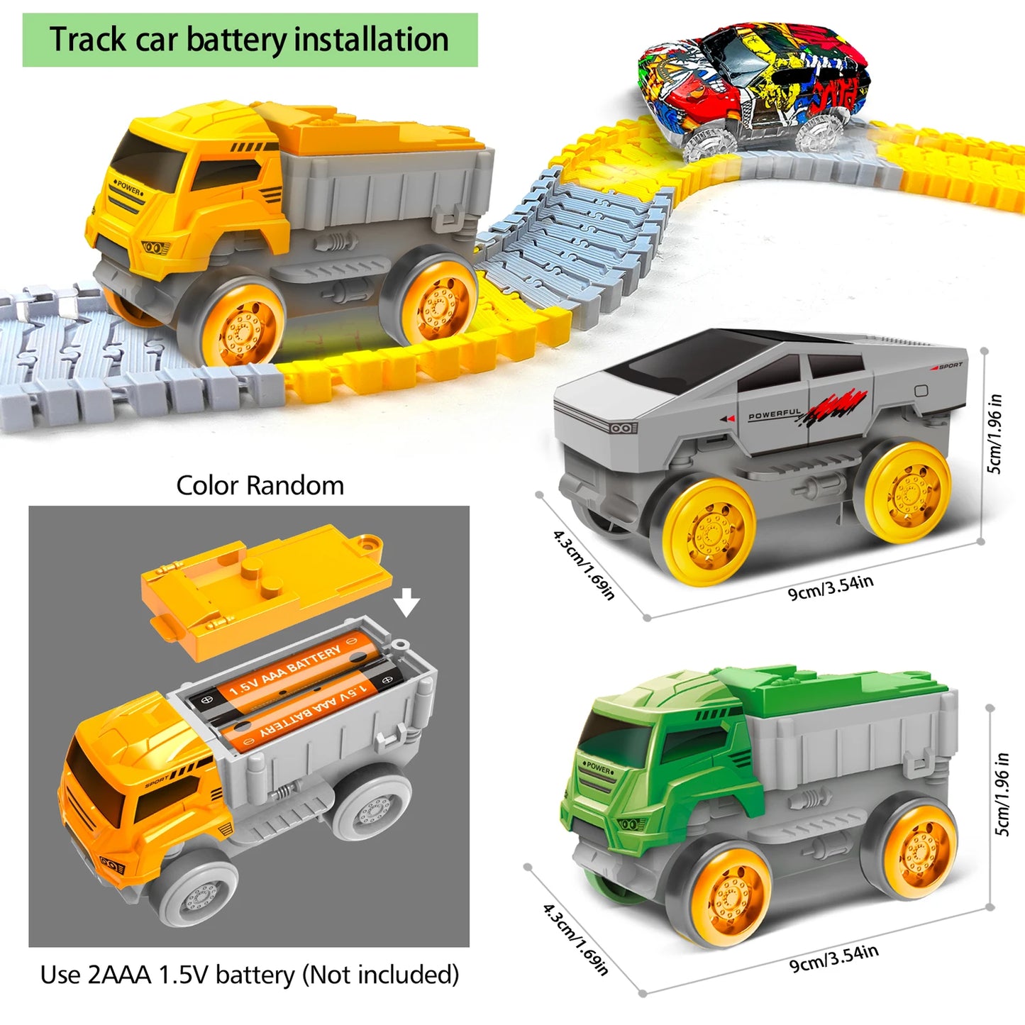 Kids Electric Track Car Set – Engineering Puzzle Racing Toy - 2pcs car-GC