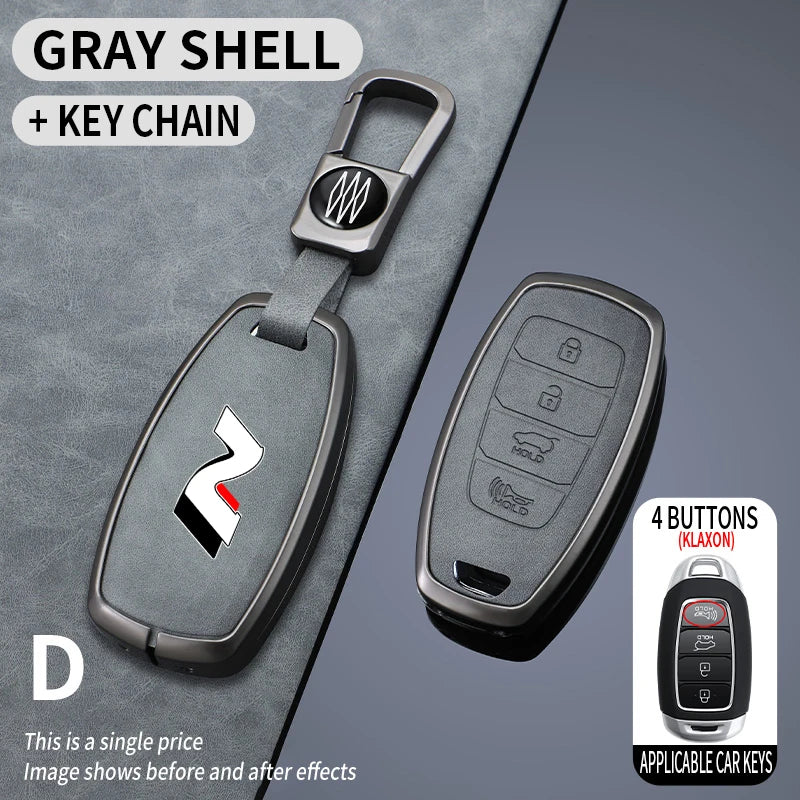 Metal Leather Car Key Case for Hyundai I30 Ix35 Kona Encino Solaris