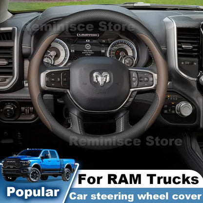 RAM Leather Steering Wheel Cover - Brown