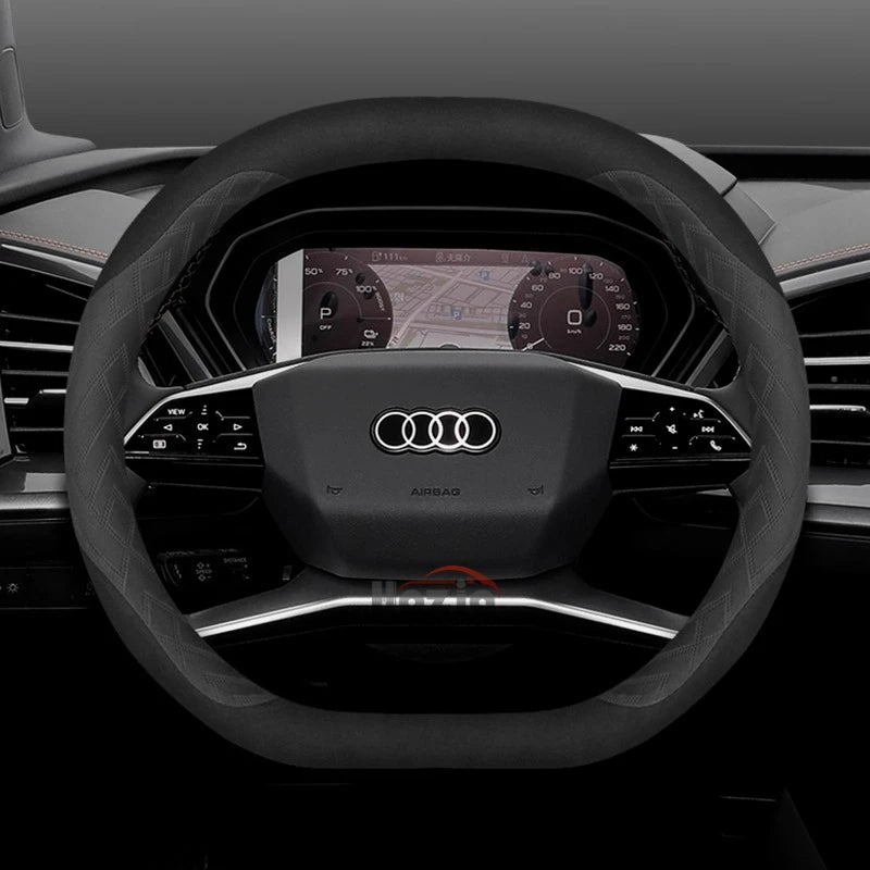 Leather Car Steering Wheel Cover for New Audi A3 8y Q7 q5 A5 B10 A1 rs3 s3 Sq5 Q8 Q4 Q3 A6 Etron 2025 Interior Accessories