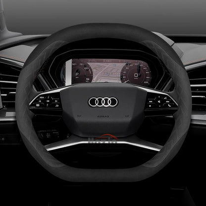 Leather Car Steering Wheel Cover for New Audi A3 8y Q7 q5 A5 B10 A1 rs3 s3 Sq5 Q8 Q4 Q3 A6 Etron 2025 Interior Accessories