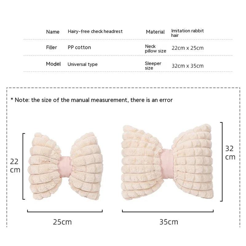 Rabbit Hair Car Headrest Pillow - Winter Neck Support Cushion