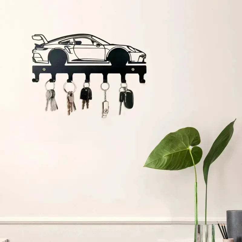 Industrial Metal Car Key Holder Wall Mount – Black