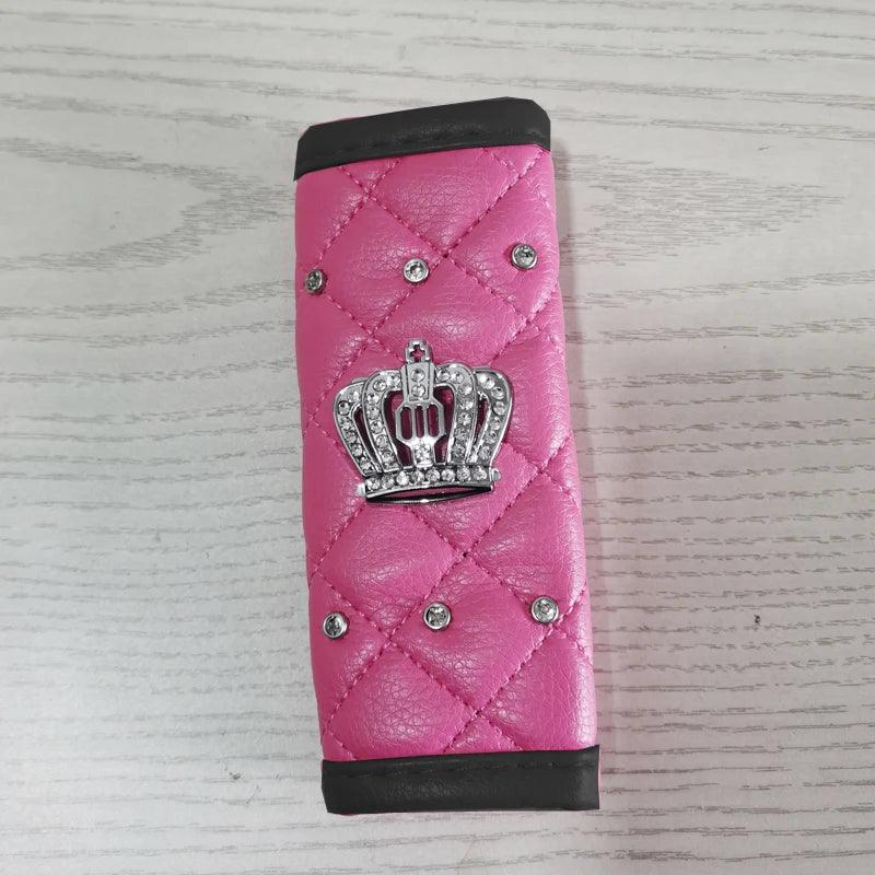 Diamond Crystal Car Seat Belt Pad + Gear Shifter Handbrake Cover Set