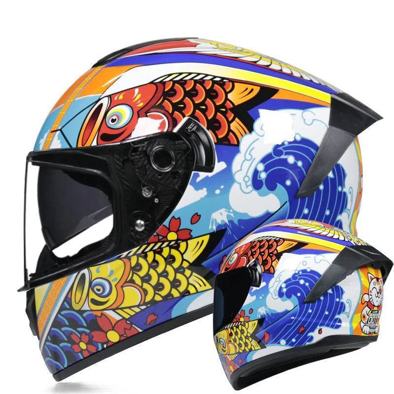 Full Face Motorcycle Racing Helmet – Winter Warm Double Visor Sports Helmet for Motorbike Riders - 1 / S
