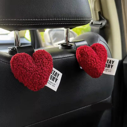 Retro Red Heart Car Trash Bin - Leather Headrest Hanging Organizer