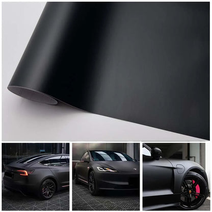 Matte Black Car Vinyl Wrap – Self-Adhesive Film with Air Release for Cars & Motorcycles - 10X152 CM