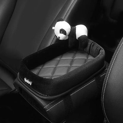 Panda Plush Car Armrest Storage Box Console Organizer Phone Holder