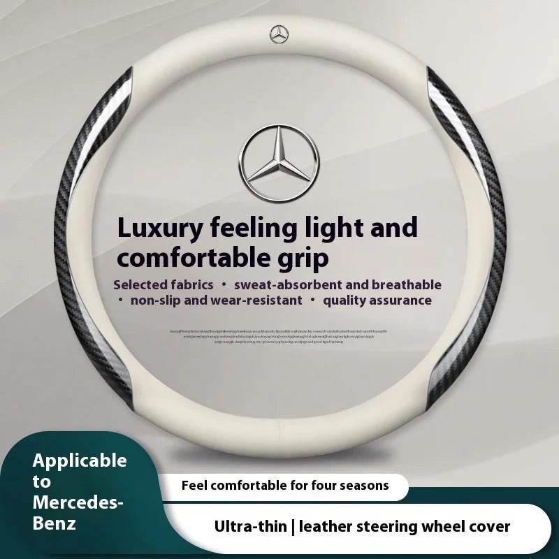 Mercedes Carbon Fiber Leather Steering Wheel Cover - 