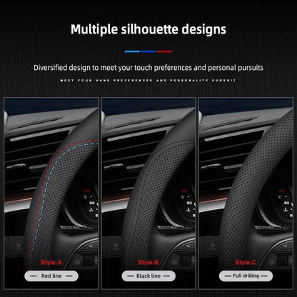 Jaguar Leather Steering Wheel Cover – Anti-Slip Interior Accessory Fits XF, XJ, XE, F-Pace, E-Pace, XFL, XJL, XKR, XJ6 & More - Round-Bicolor Line