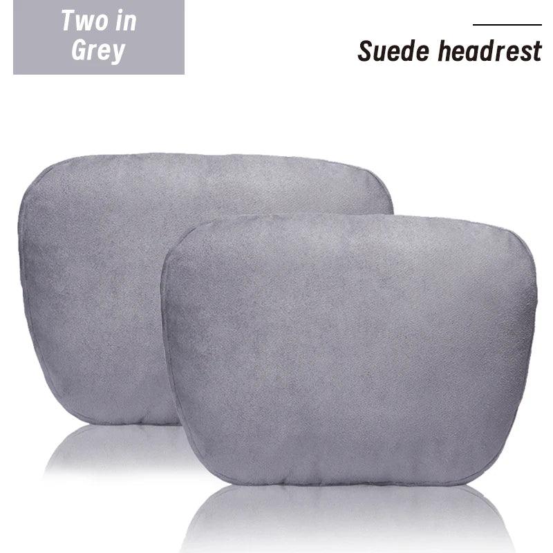 Maybach S-Class Breathable Soft Neck Headrest & Lumbar Support Pillow - Headrest Grey 2x
