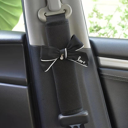 Bowknot Car Seat Belt Cover 2pcs - Shoulder Strap Cushion Pads