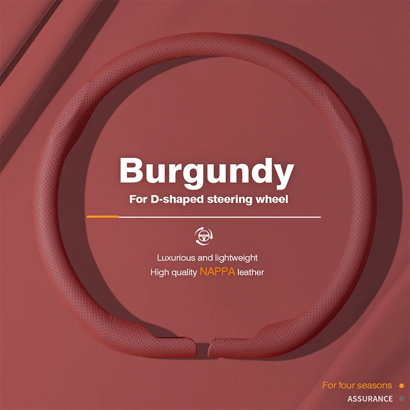 Genesis Nappa Leather Steering Wheel Cover - D Shape / Burgundy