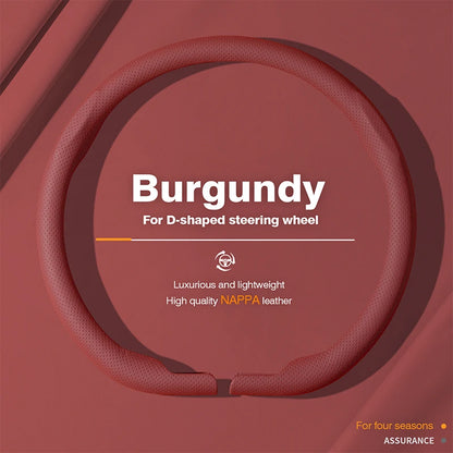 Genesis Nappa Leather Steering Wheel Cover - D Shape / Burgundy