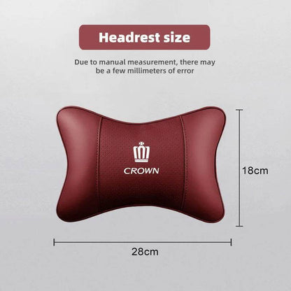 Toyota Crown Leather Car Headrest Neck Pillow - TZ-Mocha brown