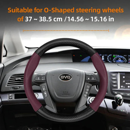 BYD Breathable Leather Carbon Fiber Steering Wheel Cover - Universal
