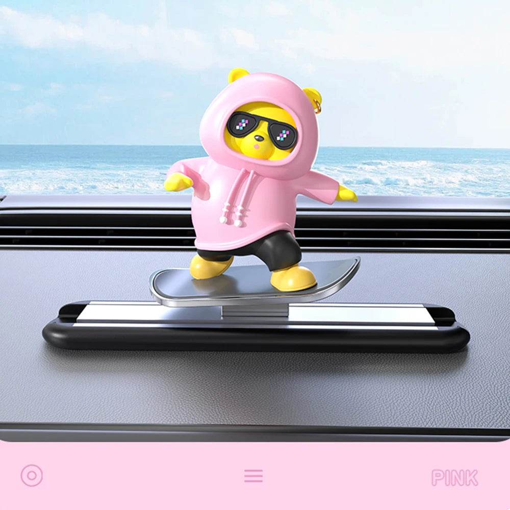 Skateboard Bear Dashboard Decoration - Pink