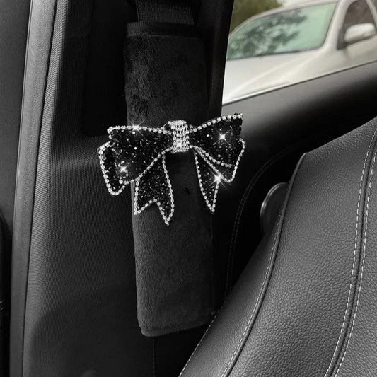 Universal Car Seat Belt Shoulder Covers Diamond Bow Design 1/2pcs
