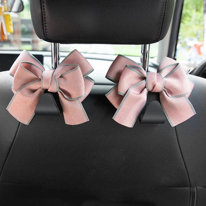 2 Pack Car Seat Back Organizers Bowknot Headrest Storage Hooks