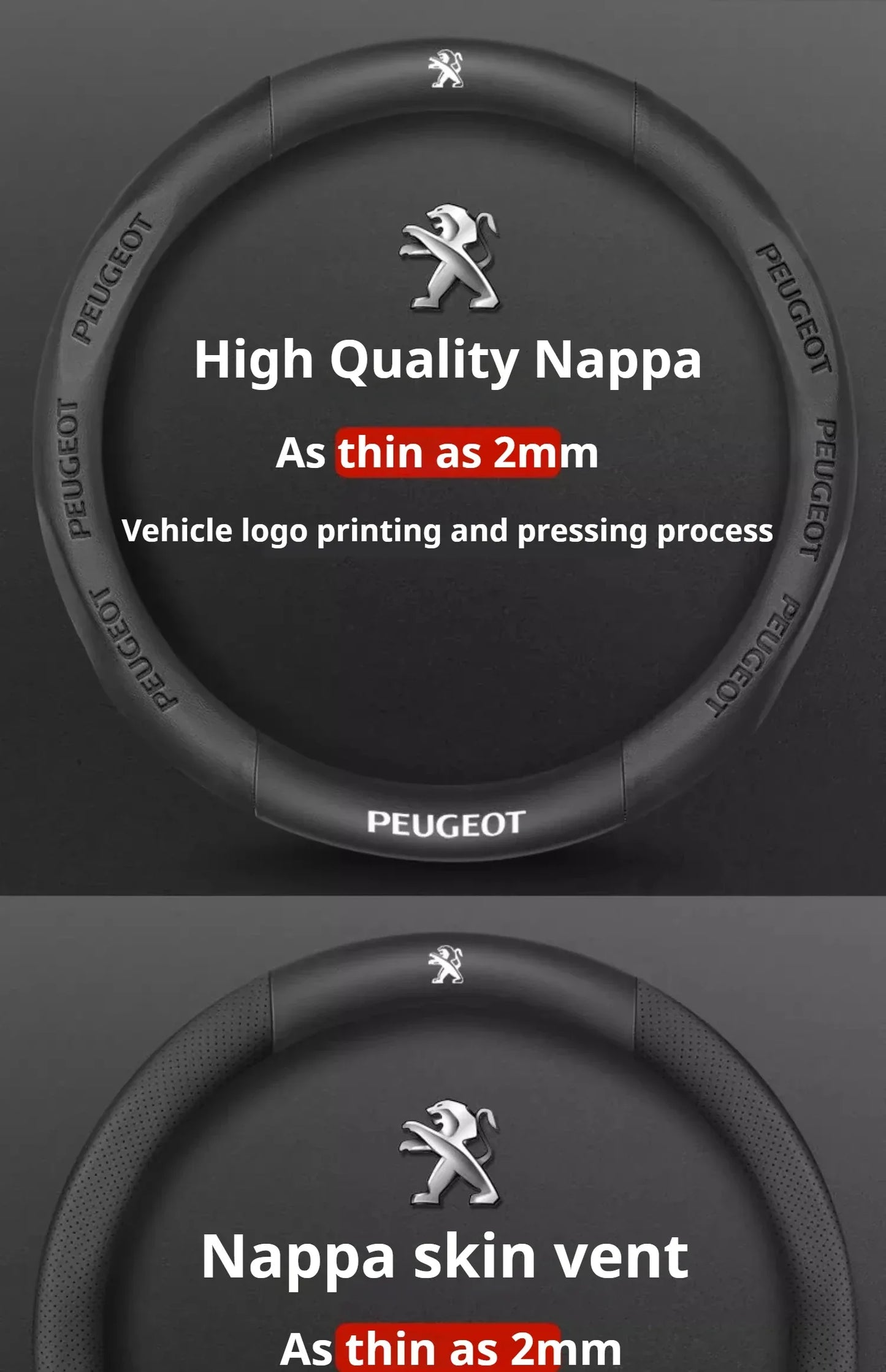 Peugeot Leather Steering Wheel Cover - D Type Black A