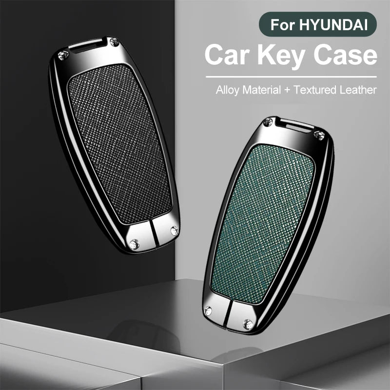 Zinc Alloy Leather Key Cover for Hyundai Santa Fe Tucson Solaris