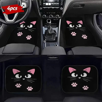 4PC Nordic Cat Cartoon Car Floor Mats Anti-Fouling Windmill Design
