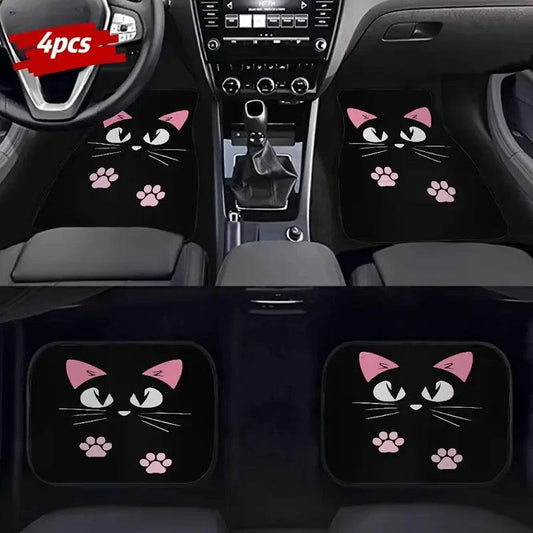 4PC Nordic Cat Cartoon Car Floor Mats Anti-Fouling Windmill Design