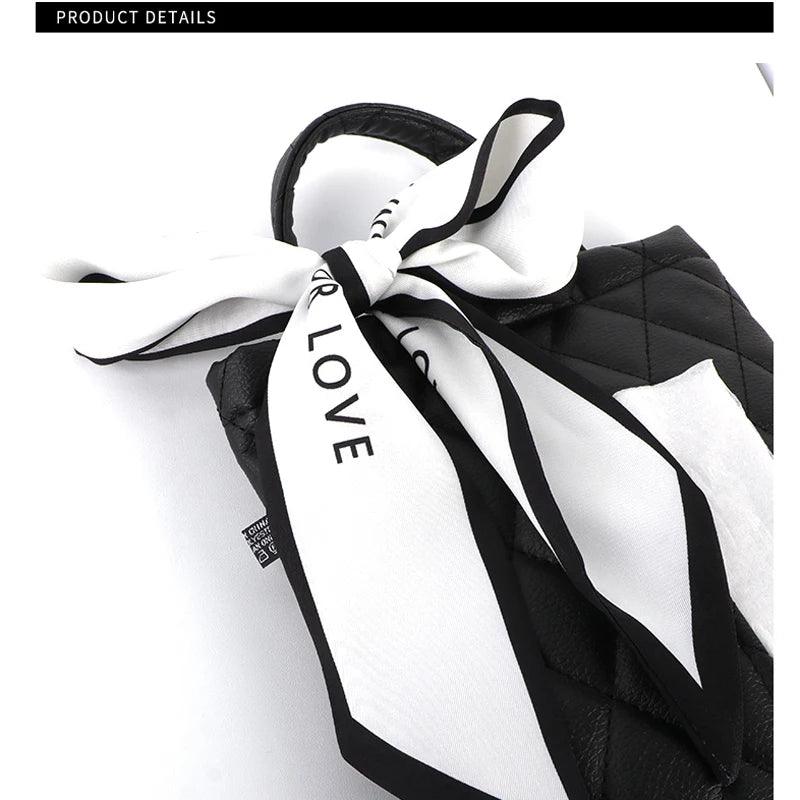 Silk Ribbon Bowknot Car Headrest Tissue Holder - Hanging Towel Bag