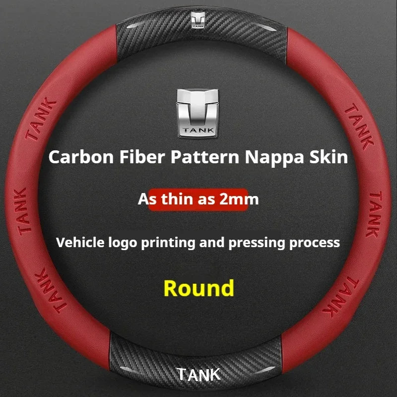 GWM Tank Suede Steering Wheel Cover - Round Shape / Red (Style A)